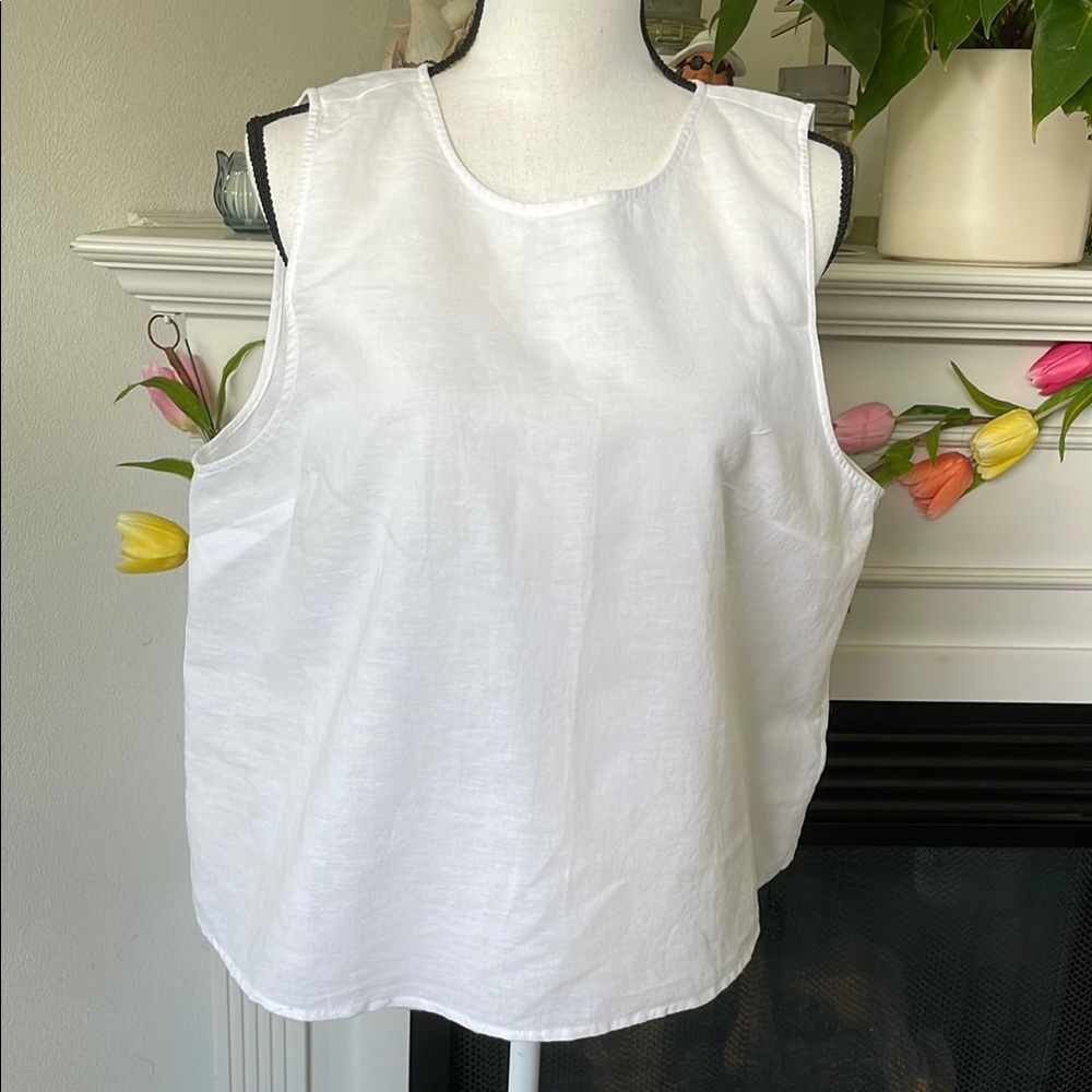 J. Crew Classic White Sleeveless Linen Top